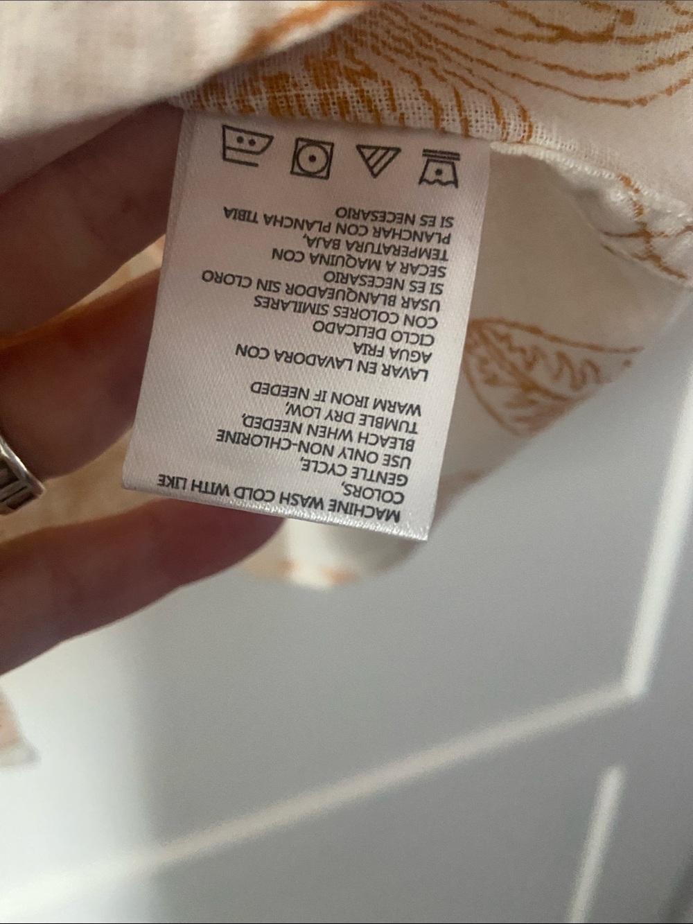 Weatherproof White Button-Down Shirt with Tan Floral Print - Picture 4 of 6